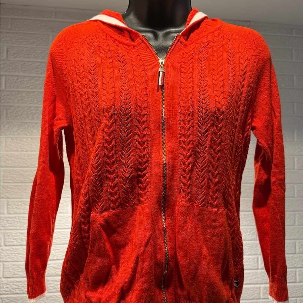 Tommy Hilfiger Woman’d Vibrant Red Zip-Up Sweater